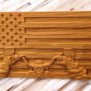 Motorcycle American Flag 3D Carve