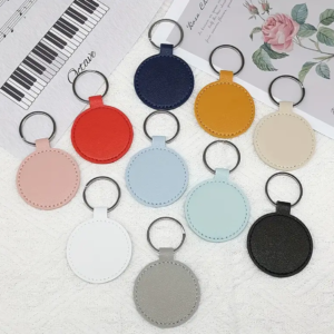Round Leather Keychain